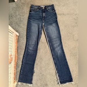 Zara high waist jean: fit and flare with slit: EU 34